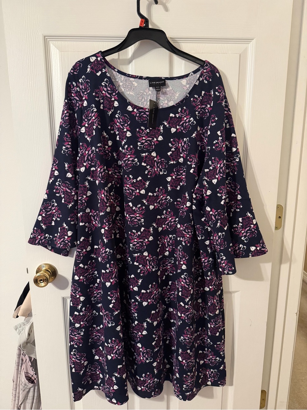 Lane Bryant Navy Dress with Purple Floral Print